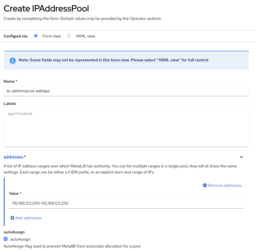 09 MetalLB IPAddressPool Defined