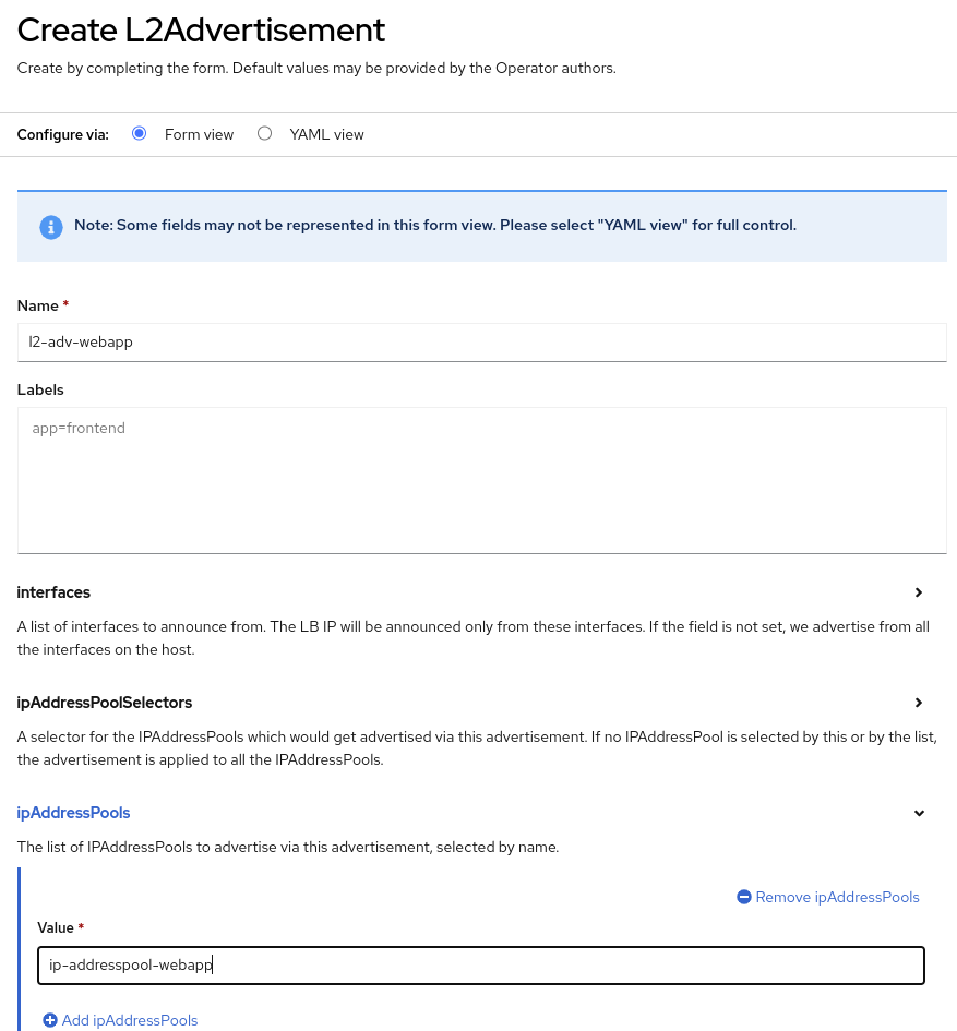 10 MetalLB L2Advertisement